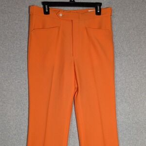 Jaymar Mark Scot Pants Mens 32 Orange Vintage 70s Sansabelt Slack Disco Dopamine